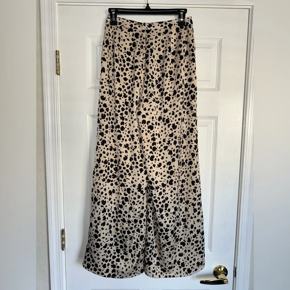 BEACH BUNNY SET Leopard Print Ramsey Slit Leg Wide Pant + Eastyn Tie Tank Top SM - Picture 11 of 16